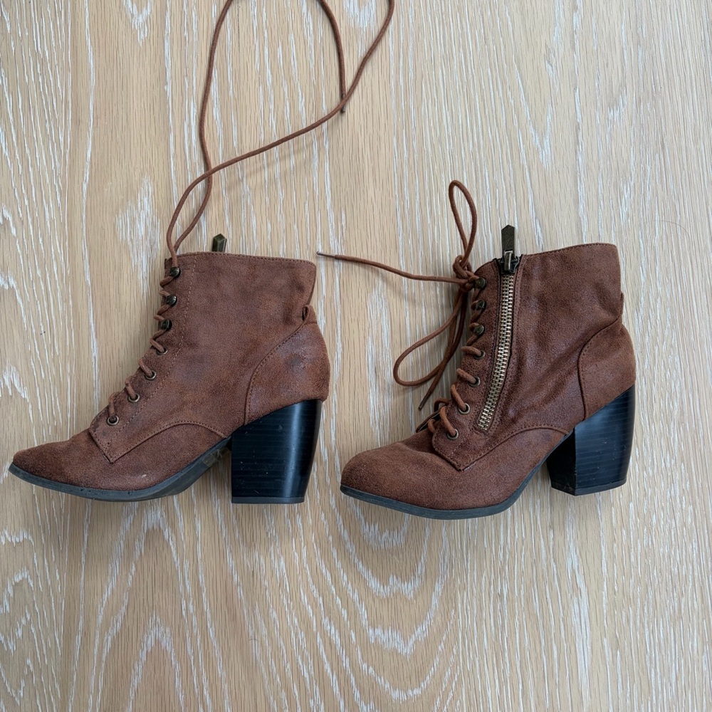 Brown Lace-Up Ankle Boots